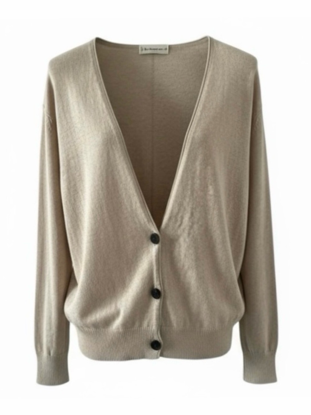 By Together Light Tan V-Neck Hint of Cashmere Cardigan Sweater Size Medium